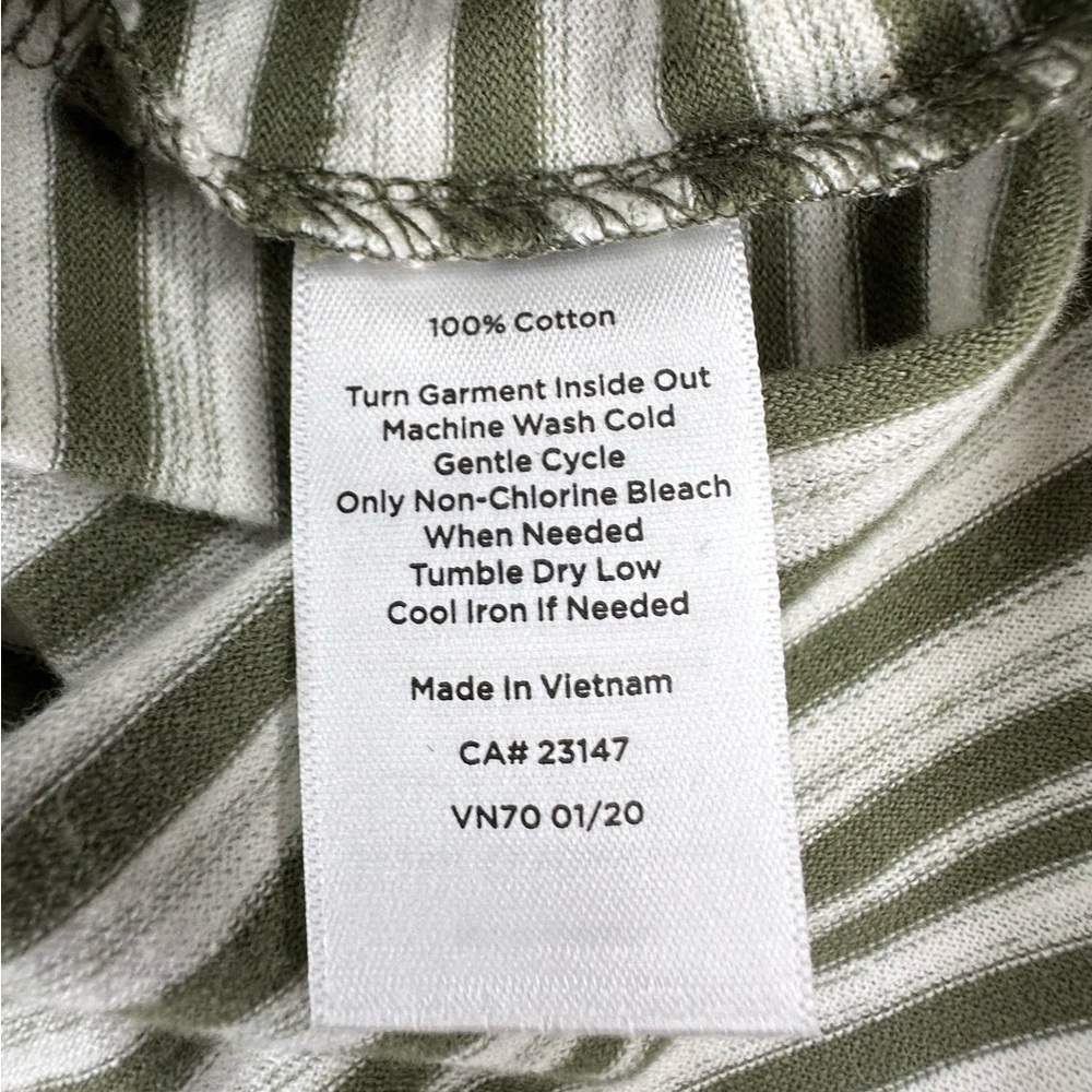 Cotton Striped faux wrap Side Tie green sleeveless Midi Shift Dress 2x petite - Picture 4 of 7